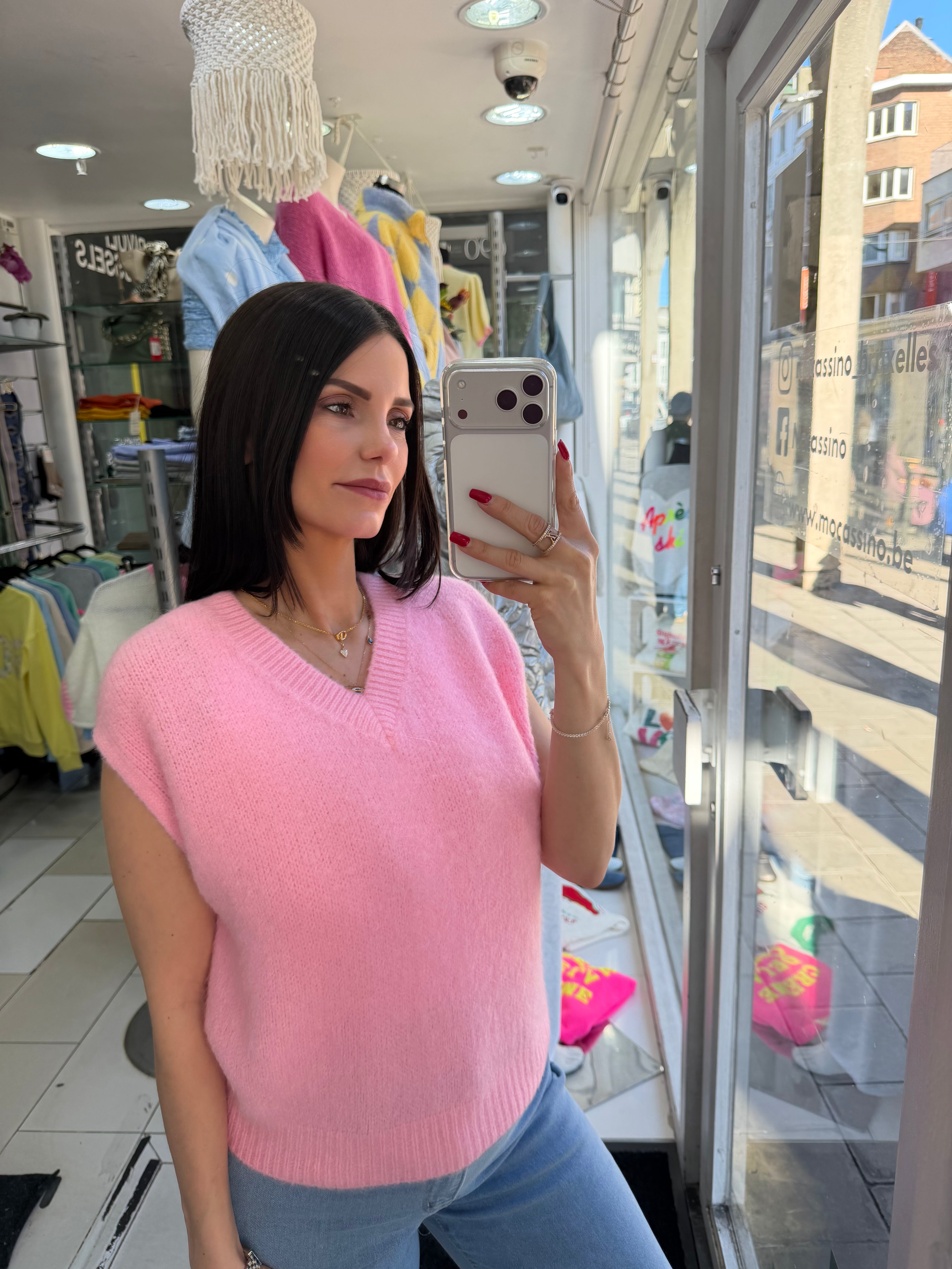Pull sans manche - rose