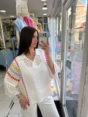 Pull maille Ibiza - blanc