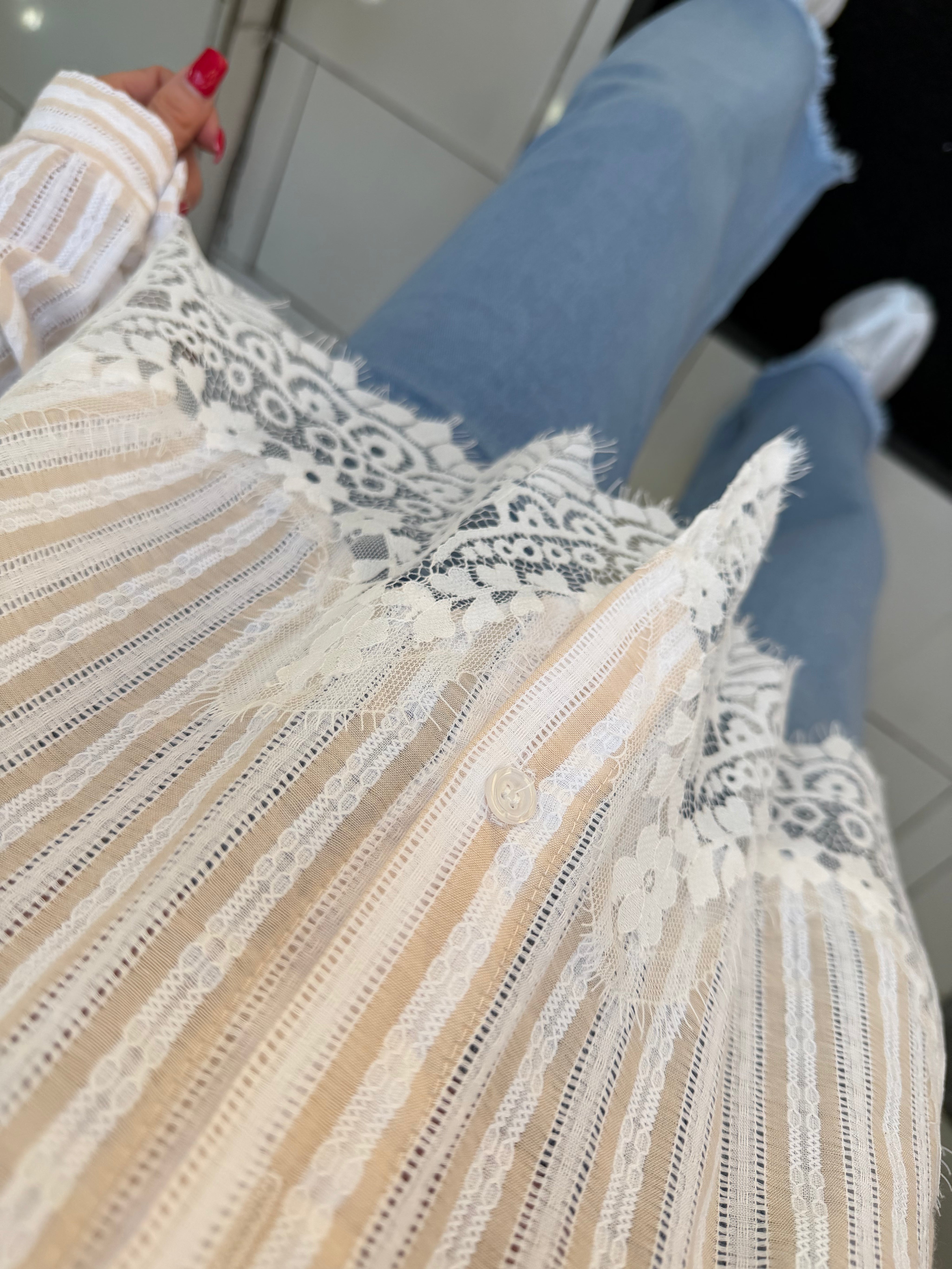 Chemise dentelle - beige