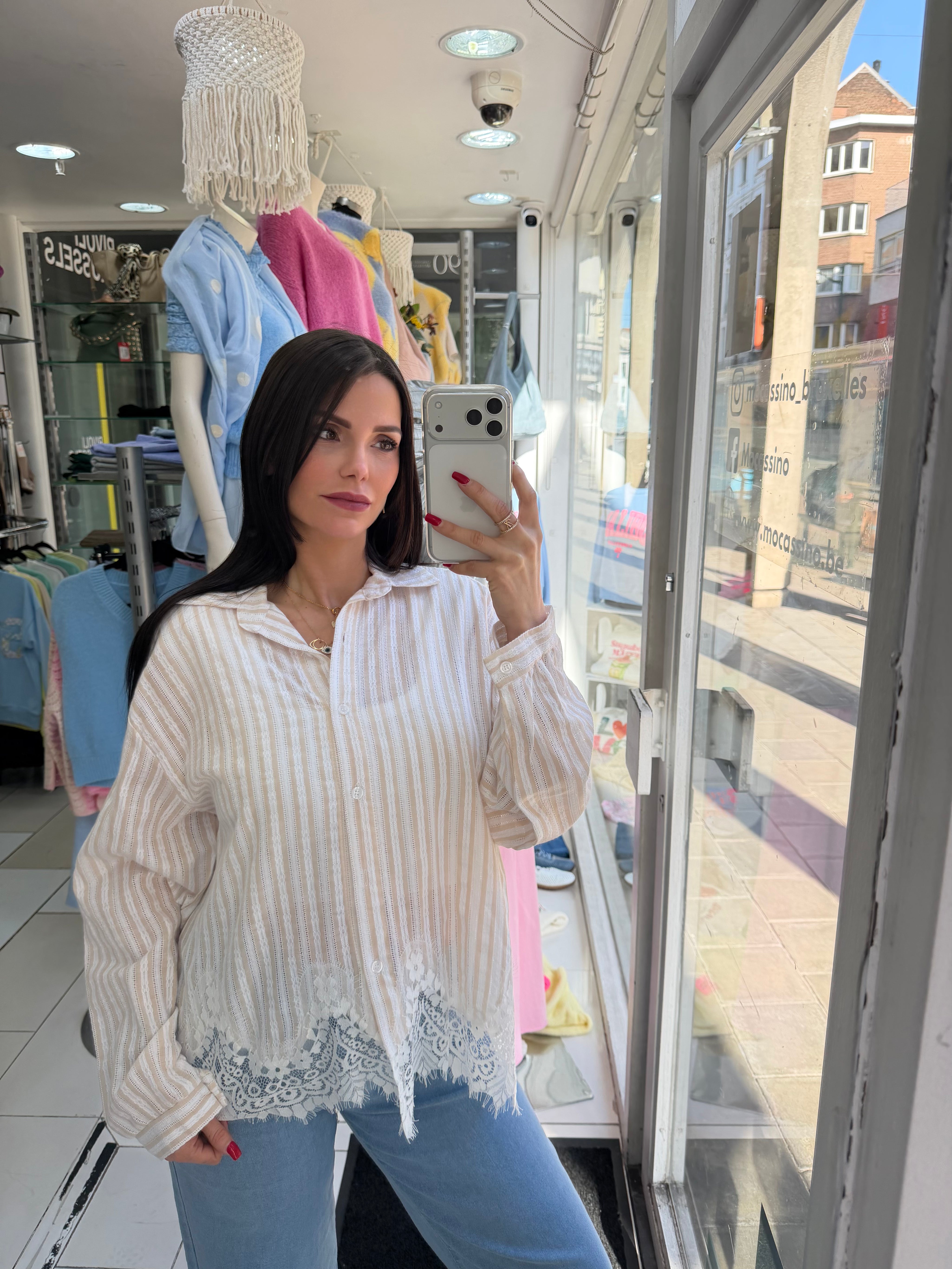 Chemise dentelle - beige