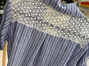 Chemise rayure dentelle - marine