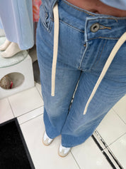 Jeans Wide Leg lacets