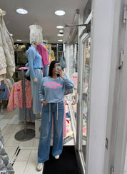 Jeans Wide Leg lacets