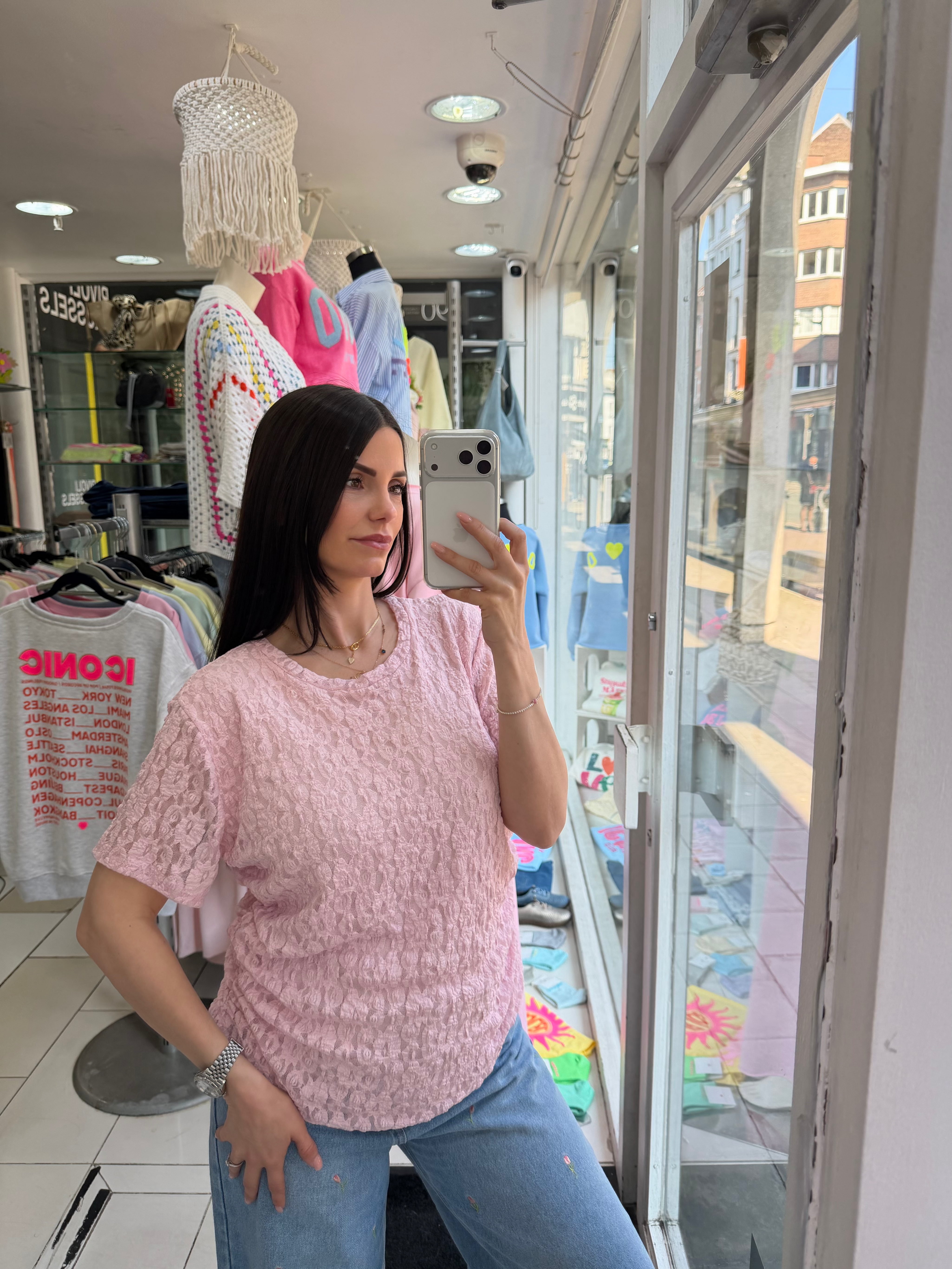 T-shirt dentelle - rose