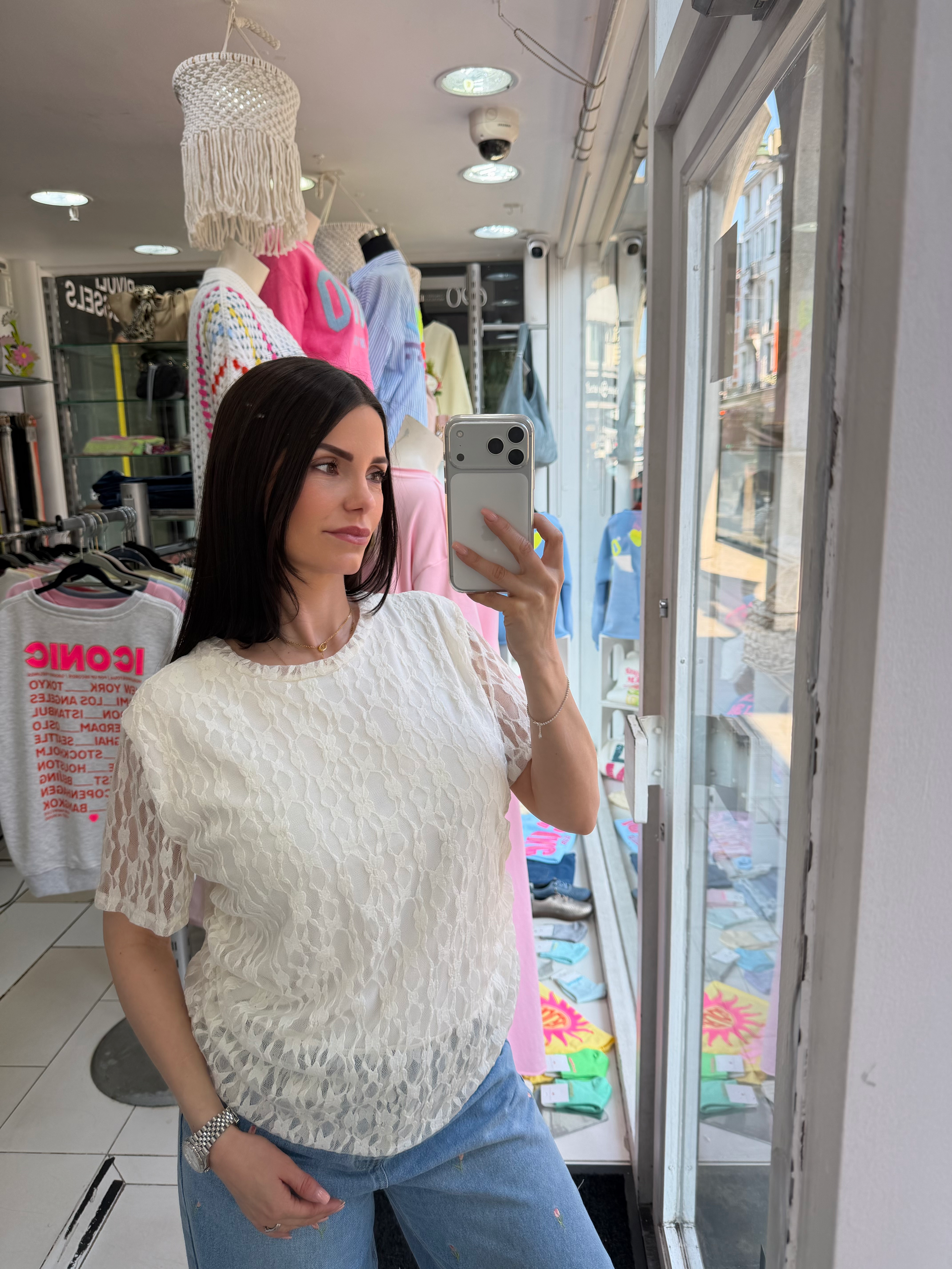 T-shirt dentelle - blanc