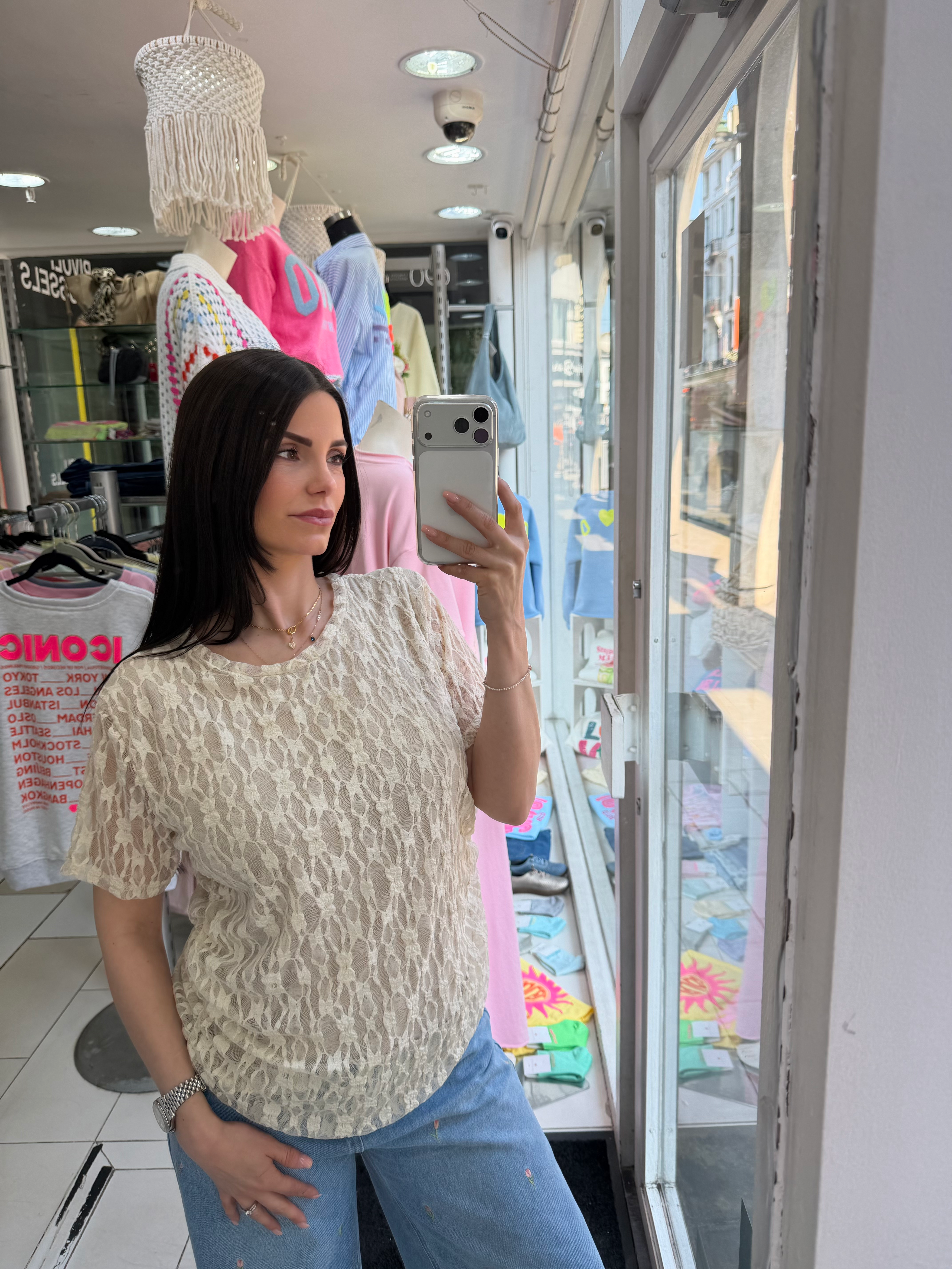 T-shirt dentelle - beige