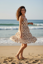 Robe à pois - beige
