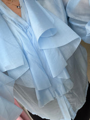 Chemise jabot - bleu
