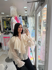Chemise jabot - beige