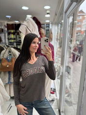 T-shirt léger « J’ADORE » – Chocolat