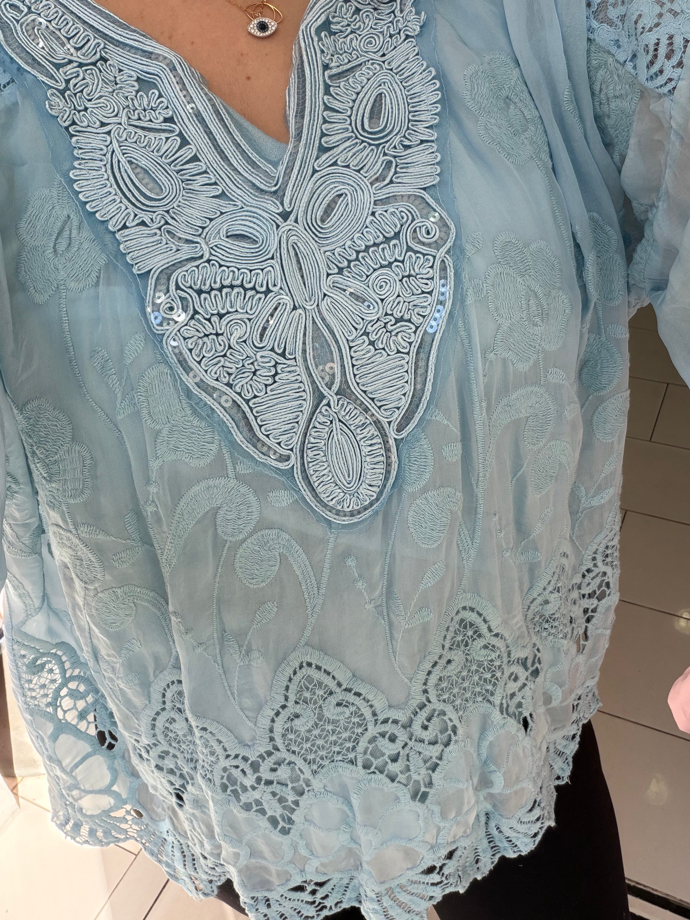 Blouse bohème - bleu