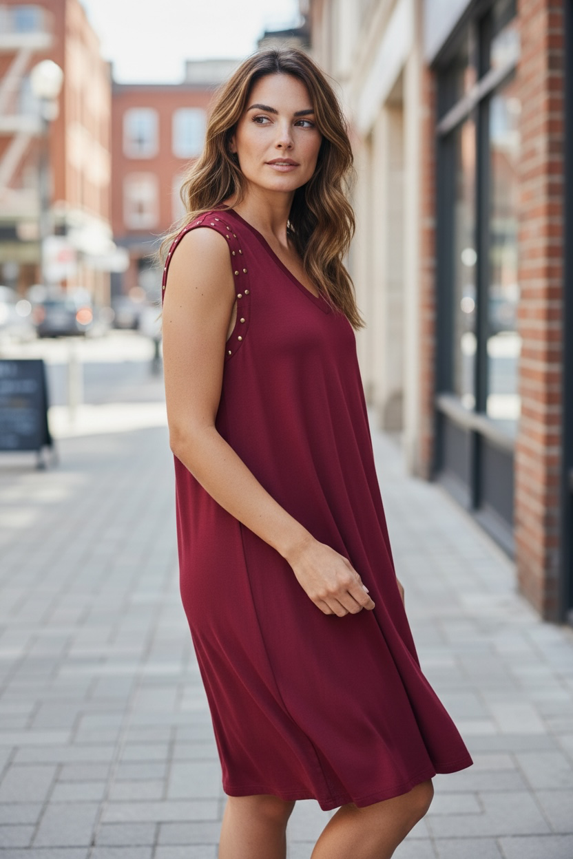 Robe clous - bordeaux