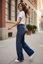 Jeans brodé strass