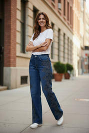 Jeans brodé strass