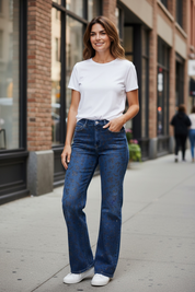 Jeans strass léopard