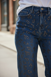 Jeans strass léopard