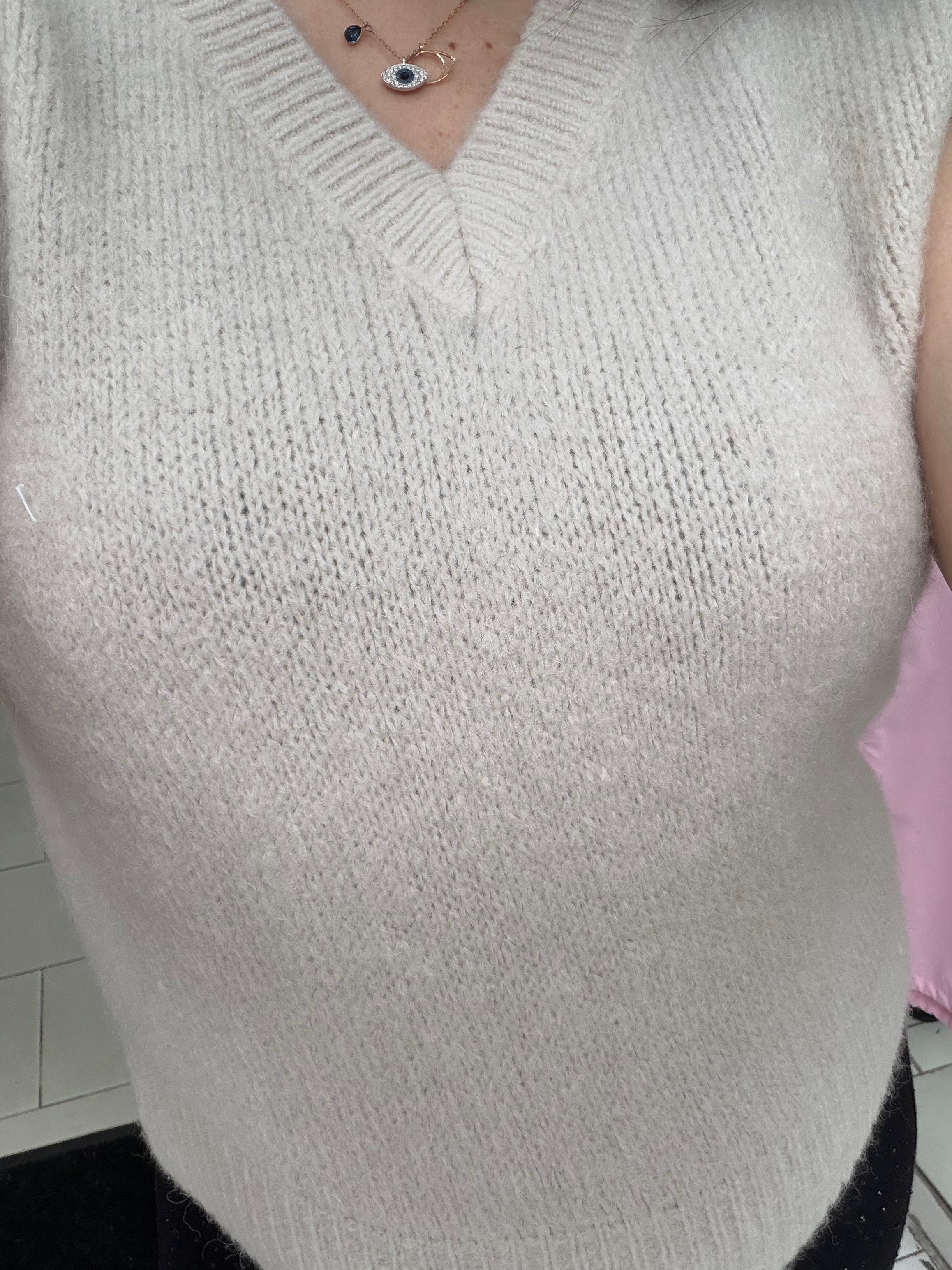 Pull sans manche - beige