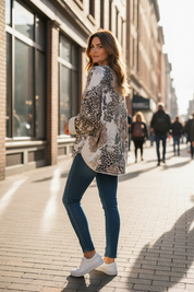 Sweat oversize imprimé - beige