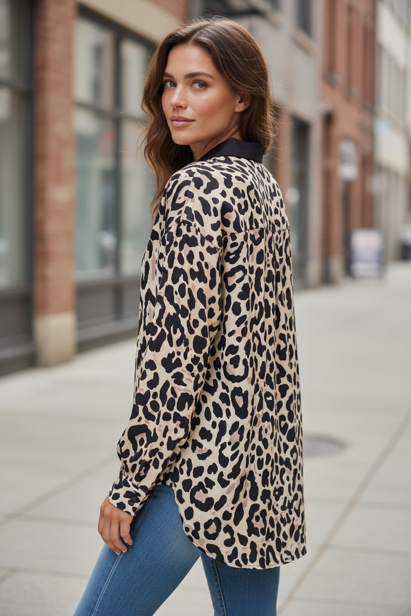 Chemise oversize léopard