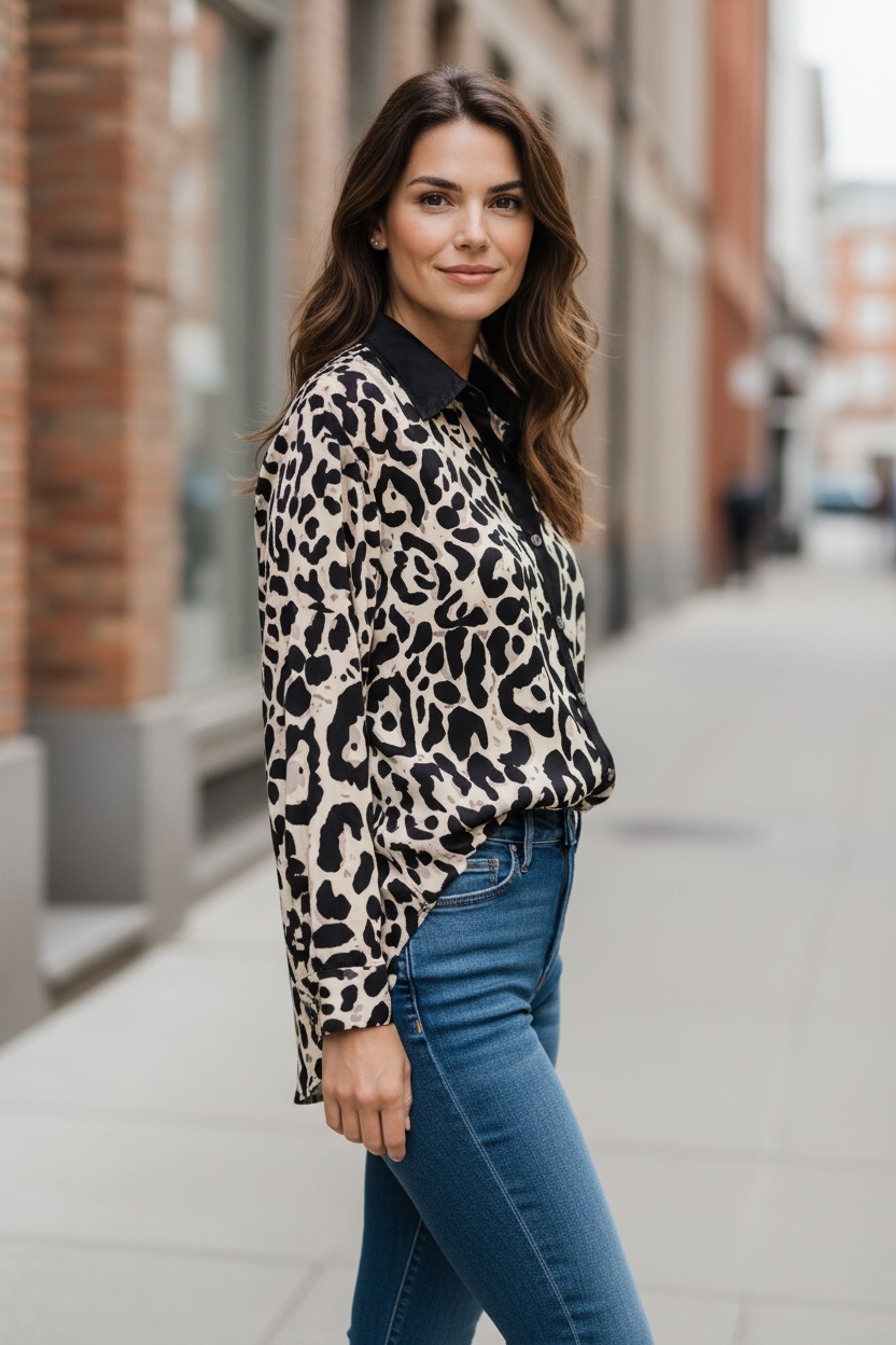 Chemise oversize léopard