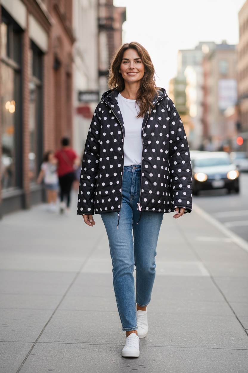 Veste matelassée à pois