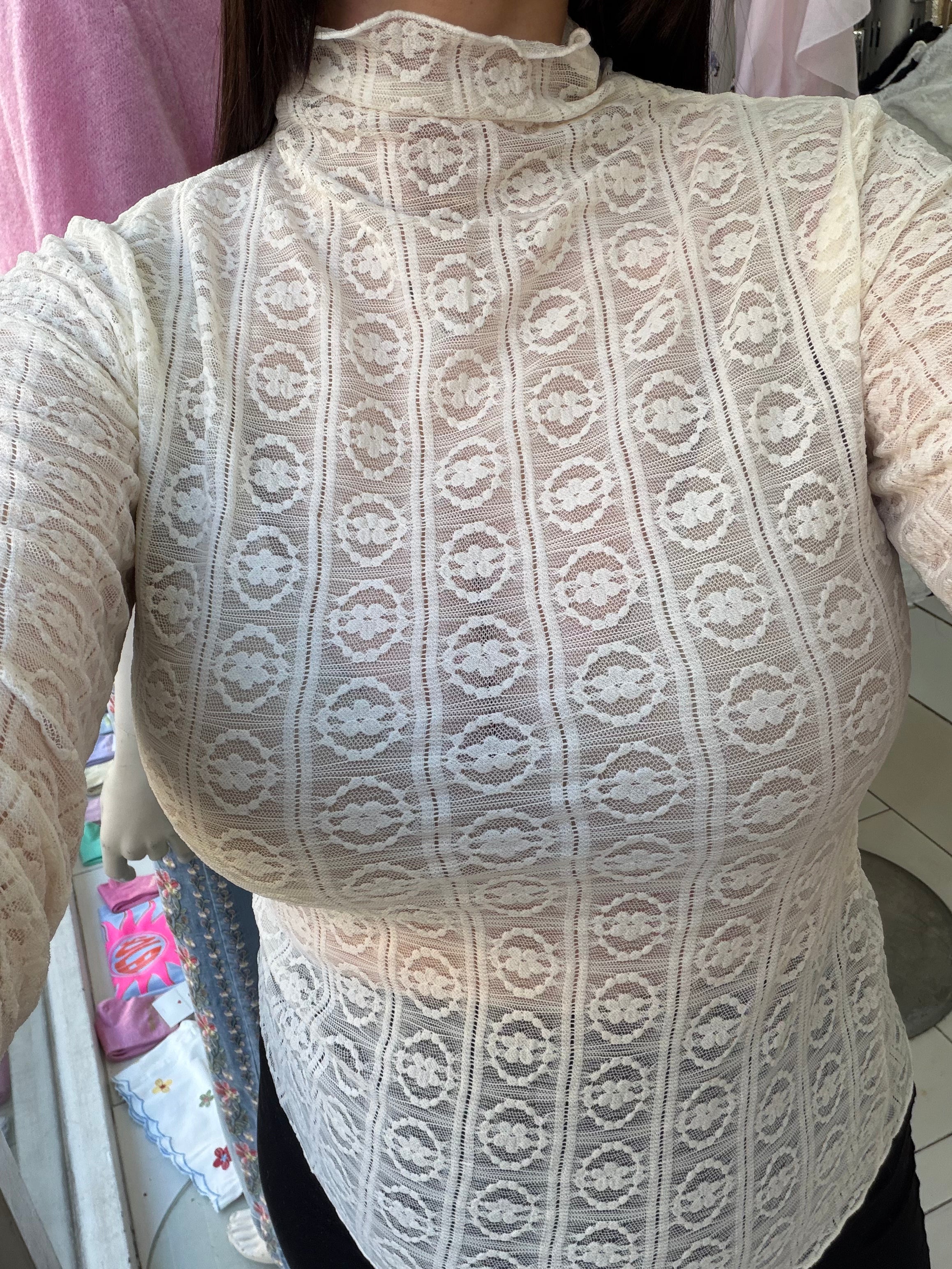 Top dentelle - écru
