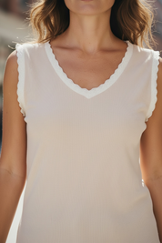 Top côtelé - beige