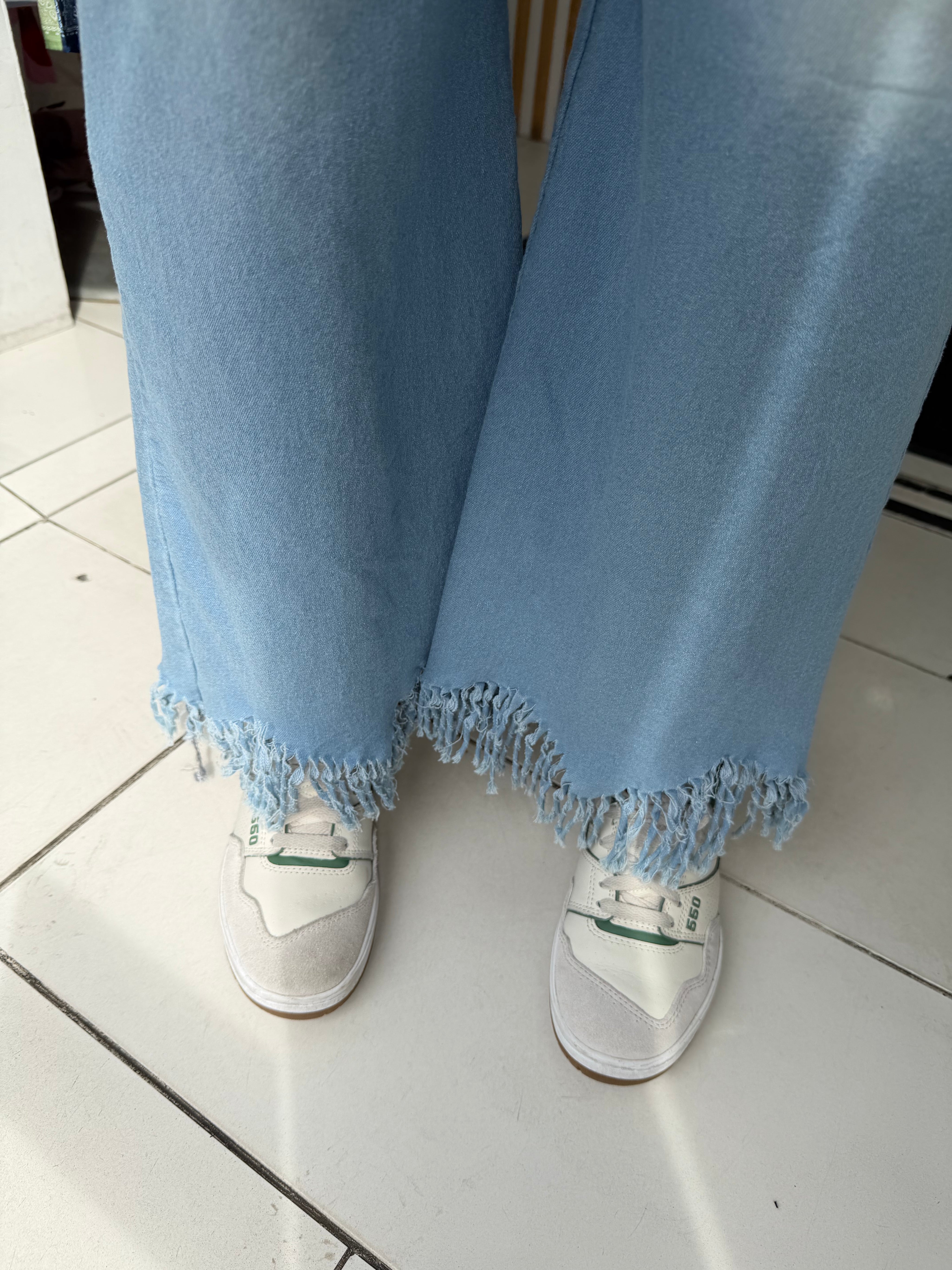 Jeans Wide Leg délavé - clair