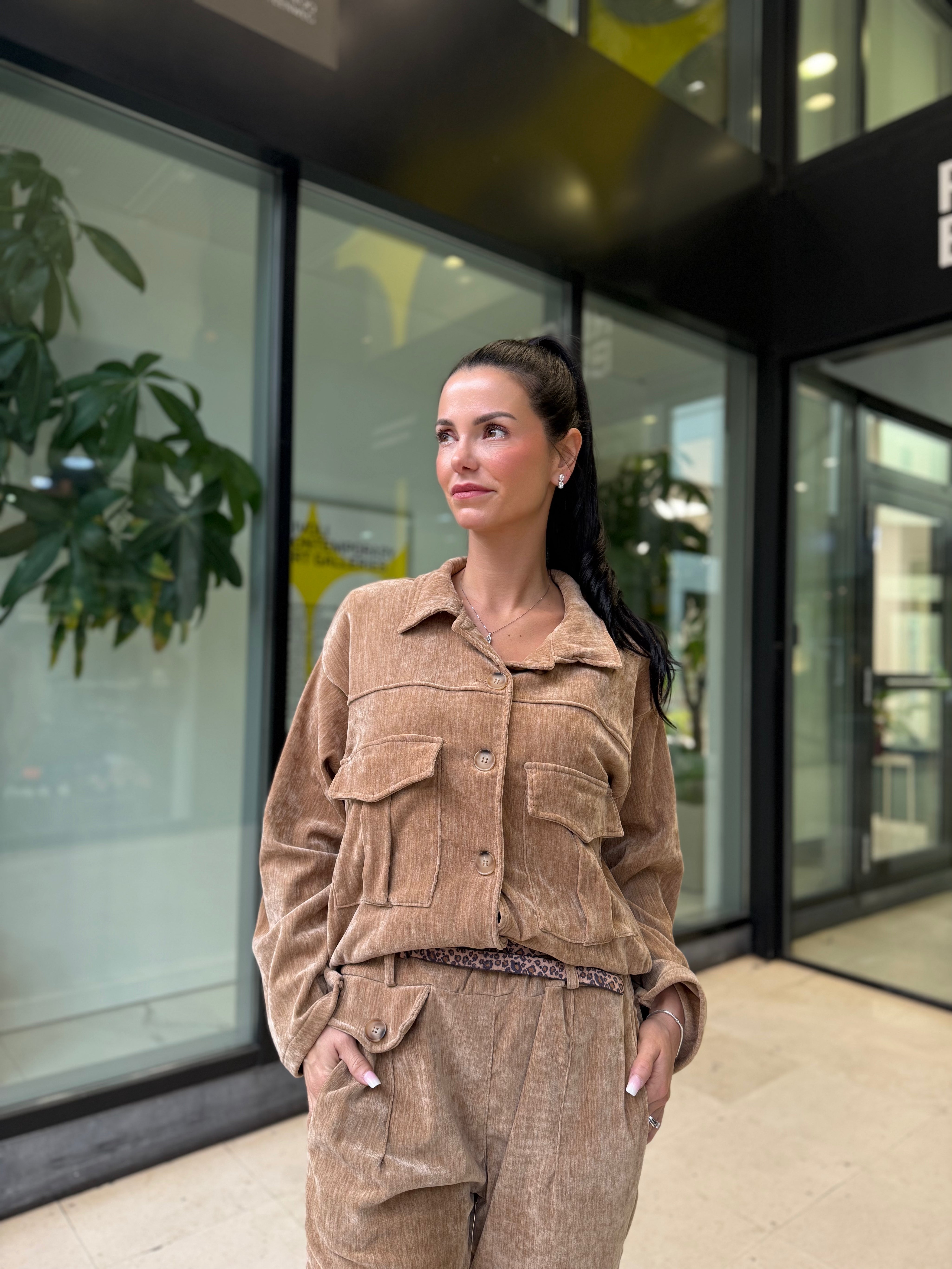 Ensemble Milano camel - velours lisse