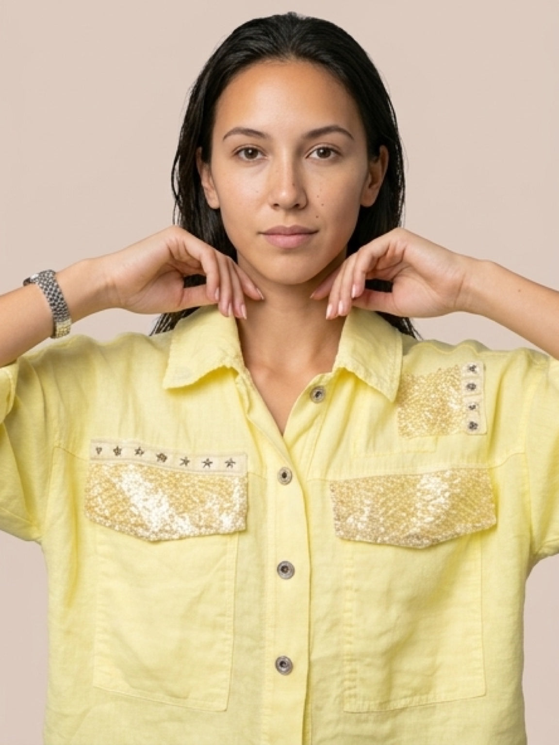Veste 100% lin - jaune
