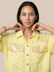 Veste 100% lin - jaune