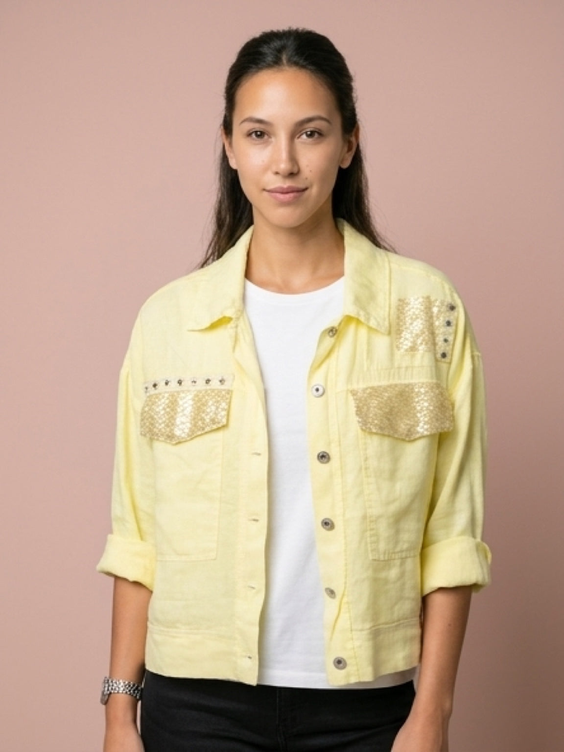 Veste 100% lin - jaune