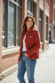 Veste bouclette - brique