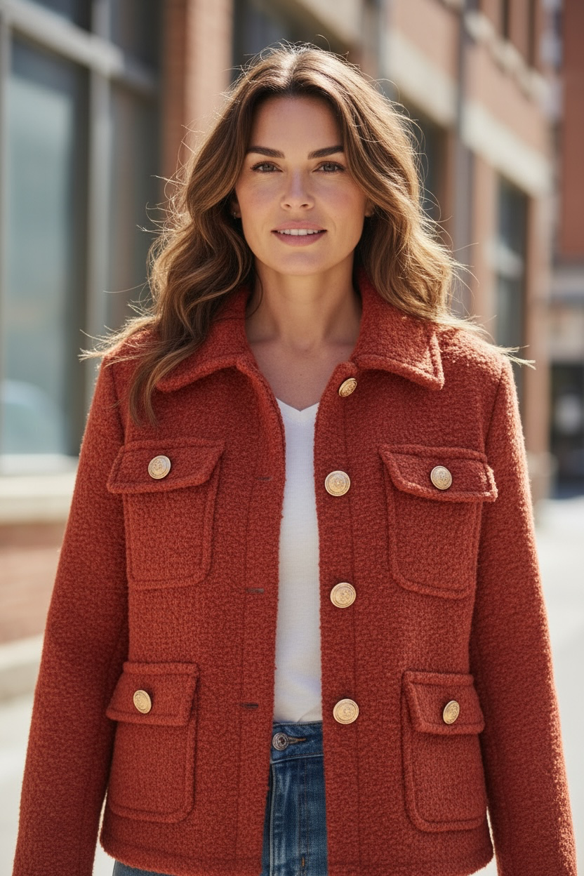 Veste bouclette - brique