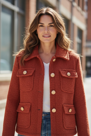 Veste bouclette - brique