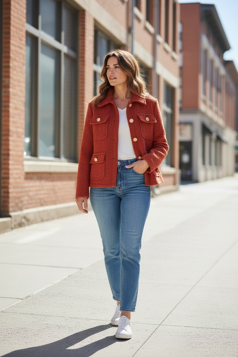 Veste bouclette - brique