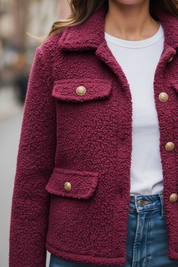 Veste bouclette - bordeaux